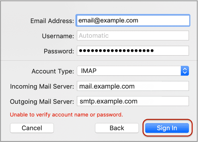Image Set up email in macOS Sierra or later